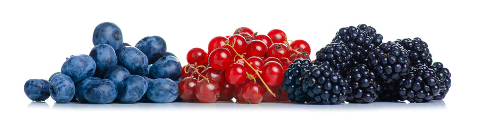Different heaps of berries on white background isolation