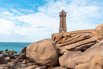 Lighthouse Mean Ruz is a building built in pink granite, port of Ploumanach, in the town of...