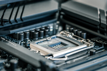 socket for installing a computer processor close-up