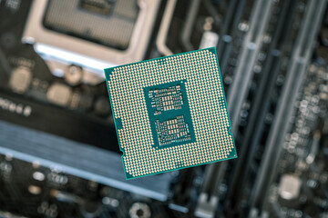 computer processor close-up on the motherboard
