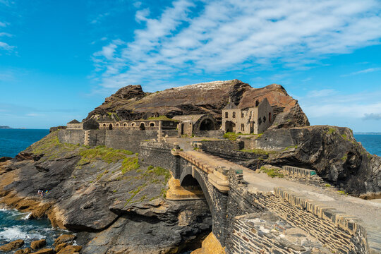 Bridge to the Fort des Capucins a rocky islet located in the Atlantic Ocean at the foot of the cliff in the town of Roscanvel, on the Crozon peninsula in France.