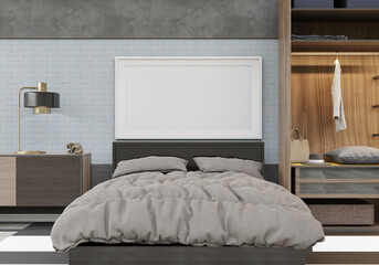3D interoir design for bedroom and mockup frame