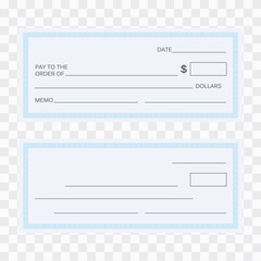 Blank check template. Check vector template. Banking check template