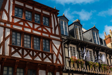 Fototapeta premium Traditional wooden houses of the medieval town of Quimper in the department of Finisterre. French Brittany, France