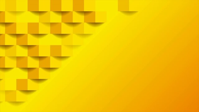 Orange yellow tech geometric mosaic squares abstract motion background. Video animation Ultra HD 4K 3840x2160