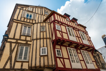 Vannes coastal medieval town, traditional colored wooden houses, Morbihan department, Brittany, France