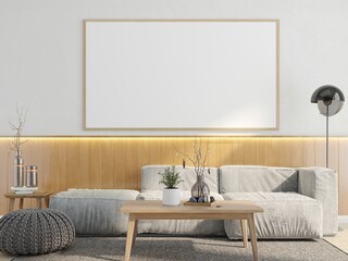 3D interoir design for living room and mockup frame