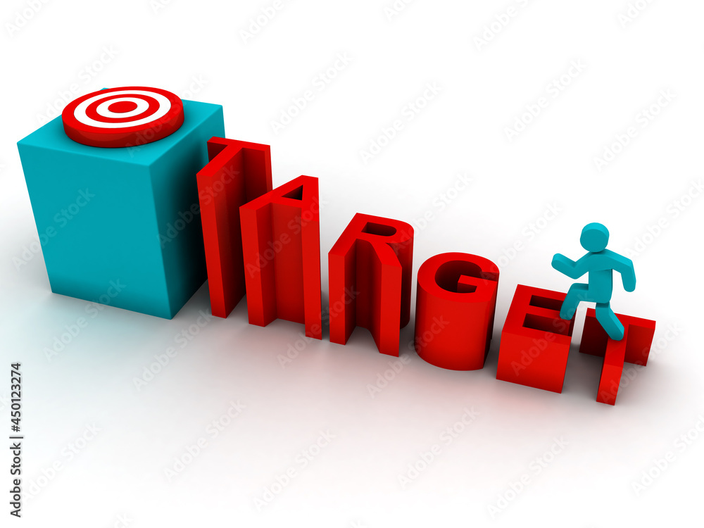 Poster 3d man running on target
