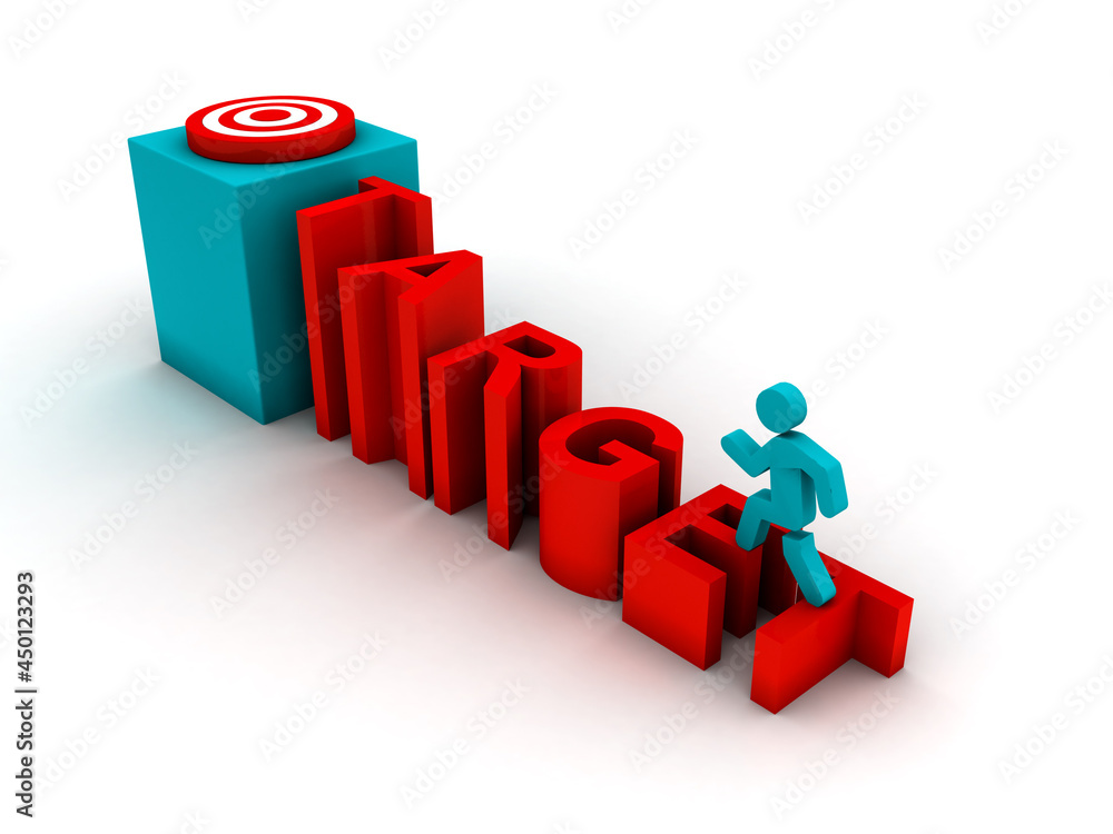Poster 3d man running on target