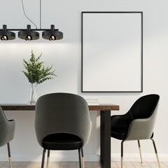 3D interoir design for dinning room and mockup frame