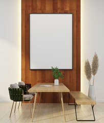 3D interoir design for dinning room and mockup frame
