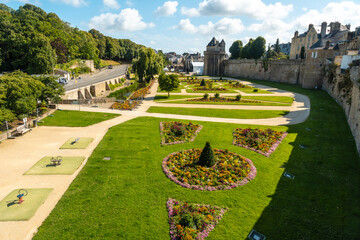 Vannes coastal medieval town, the beautiful gardens of the Remparts Garden, Morbihan department, Brittany, France
