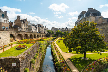 Vannes coastal medieval town, the beautiful gardens of the Remparts Garden, Morbihan department, Brittany, France