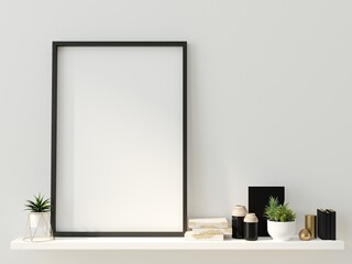 3D interior minimal style decorate with mockup photo frame