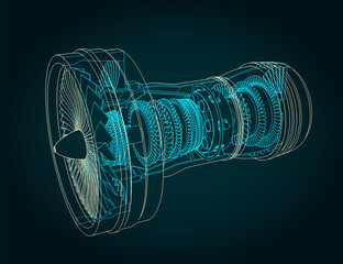 Turbofan engine structure illustration © blacklight_trace