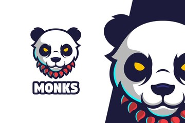 Panda Monk Logo Mascot Character
