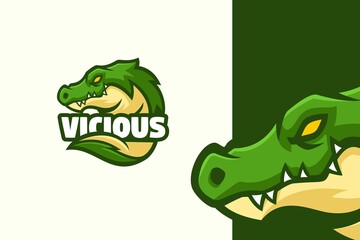 Wild Green Crocodile Logo Mascot Character