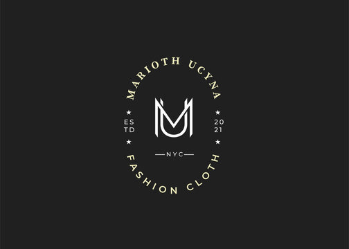 Minimalist Initial M U letter logo design template, Vector illustrations