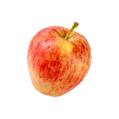 Red yellow apple with water drops isolated on white