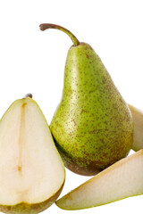 Fresh pears Conference closeup isolated on white