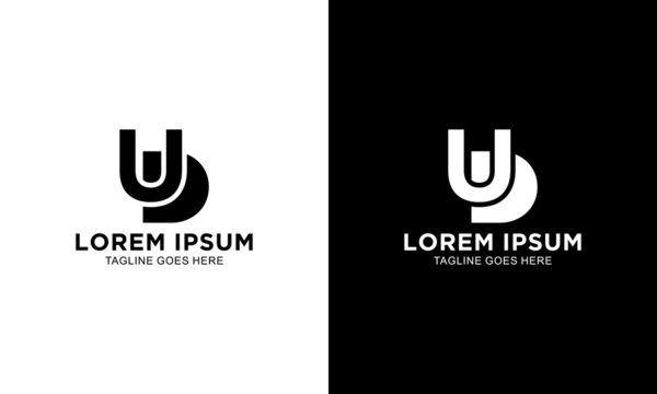 Alphabet letters Initials Monogram logo UD, DU, U and D logo vector template.