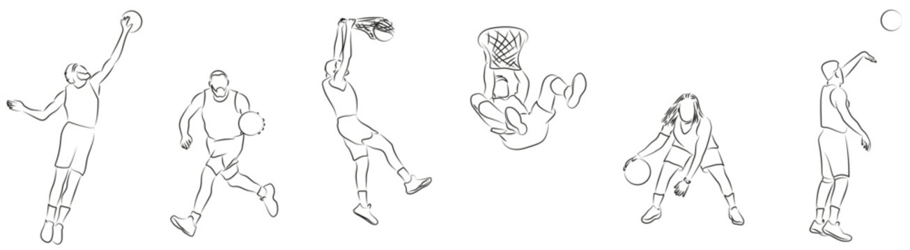 Basketball Spieler Olympic Konturen Zeichnungen Drawings Vektor  Grafik