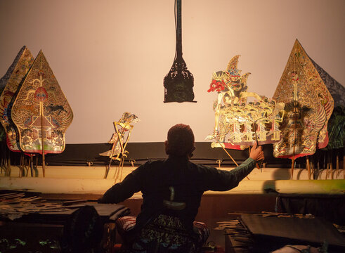 shadow puppets typical of Java, Indonesia