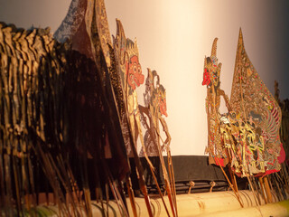 shadow puppets typical of Java, Indonesia