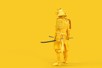 Rear view of Samurai warrior in full armor with katana. 3D illustration © kirill_makarov