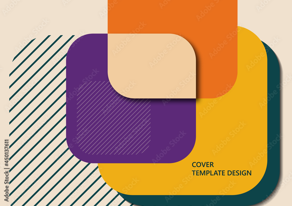 Poster abstract background with geometric shapes. rounded squares and stripes. template for your corporate 