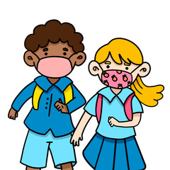 children on the way to school