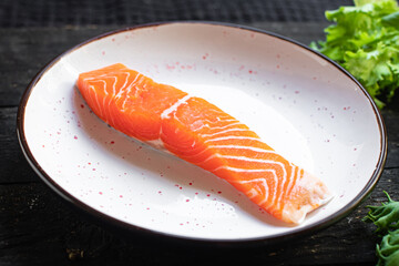 salmon red fish raw seafood meal snack copy space food background diet vegetarian food 