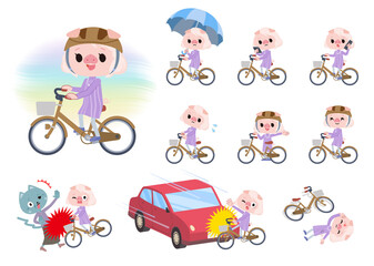 シティサイクルに乗ったブタの女の子のセット