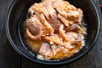 salmon canned fish diet product meal snack on the table copy space food background rustic top view food 