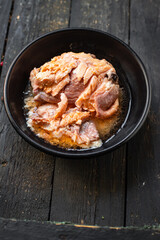 salmon canned fish diet product meal snack on the table copy space food background rustic top view food 