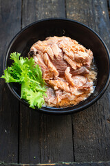 salmon canned fish diet product meal snack on the table copy space food background rustic top view food 