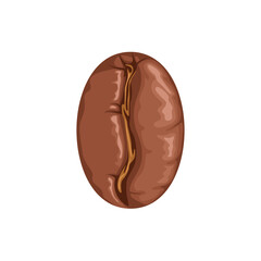 Coffee bean isolated on white background. Vector illustration, icon in cartoon flat style.