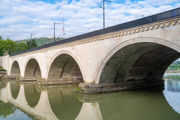Saarbrucken Bridge on Kura river in Tbilisi, Georgia