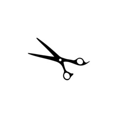 Black scissors vector icon isolated on white.