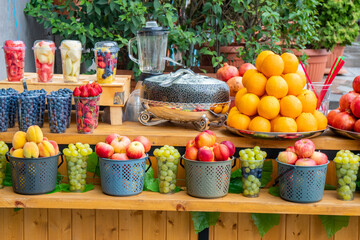Obraz na płótnie Canvas Various fruits for sale, outdoor market. Food