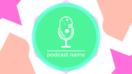 ABSTRACT TEMPLATE PODCAST MICROPHONE FLAT COLOR LIQUID DESIGN BACKGROUND VECTOR. GOOD FOR COVER DESIGN, BANNER, WEB,SOCIAL MEDIA