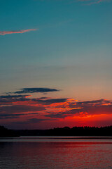 Red sunset and blue skies