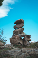 Stones balanced on a mountain