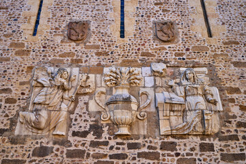 Religious carving at Hospital de Regla in Leon. Spain