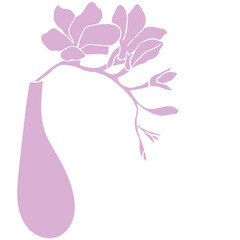 Illustration of magnolia flowers in a vase