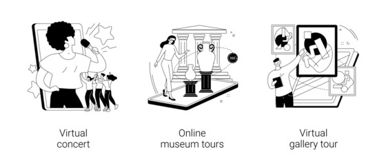 Stay home entertainment abstract concept vector illustrations.