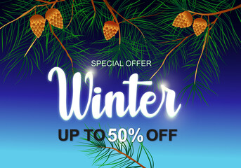 Winter sale banner. Special offer. Online sale