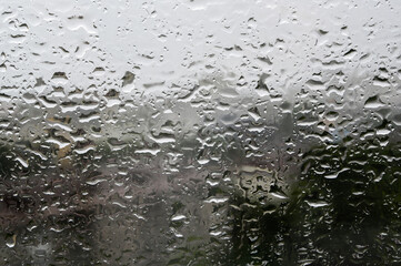 water drops on window after rain. Selective focus