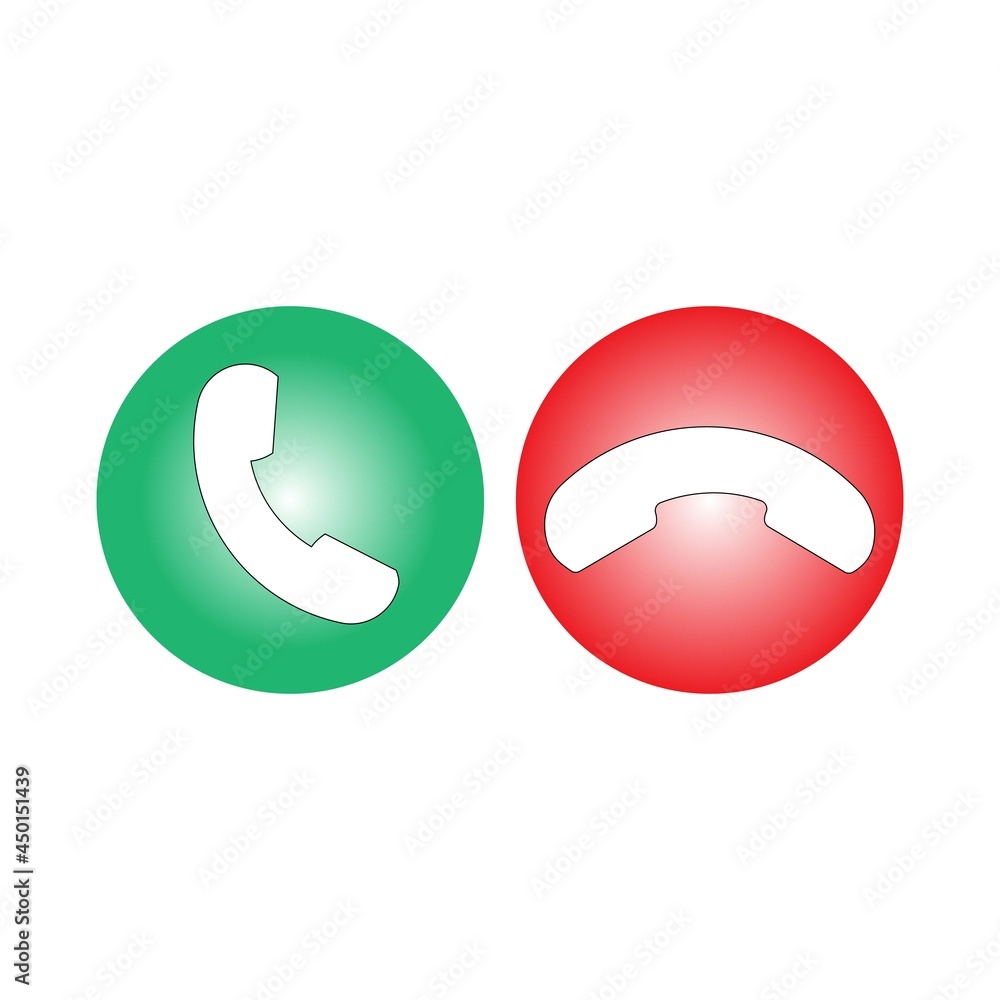 Poster vector red and green phone icon isolated on white background. element for design interface mobile ap