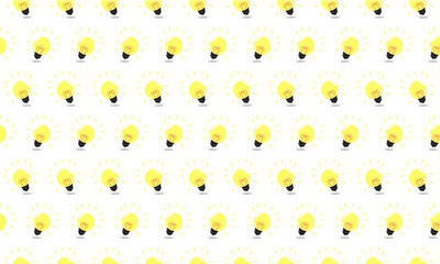 Yellow Blub Pattern, Little bulb, Idea Bulb, electricity bulb, Cute Bulb with White Background, Bulb Vector Desing, Tungsten Bulb, seamless Pattern